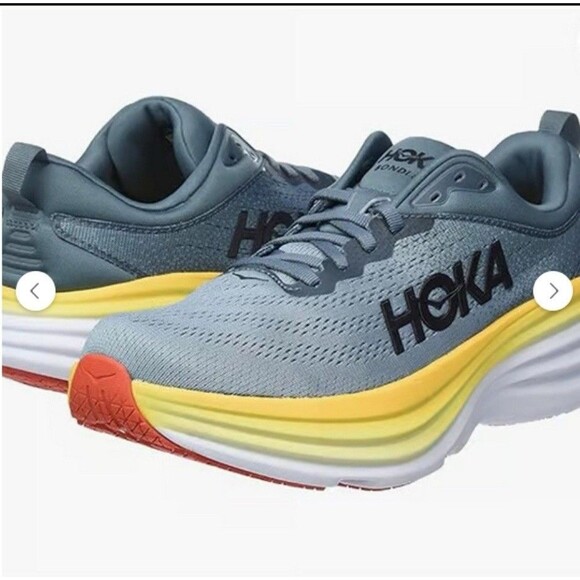 Hoka One One Bondi 8 Men's Size 8.5 D Grey Yellow Athletic Running Sneakers NIB - Picture 5 of 7